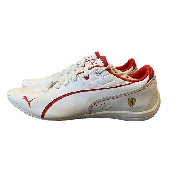Puma Ferrari Drift Cat Boys Shoes Size 4 Youth White Red - Picture 1 of 8